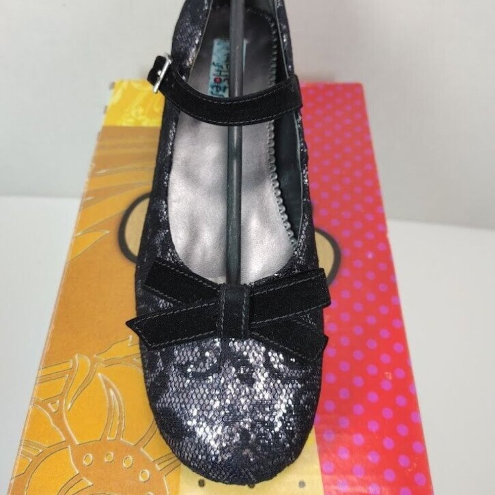 Rachel Shoes® Black & Silver Bella™ Mary Jane - Big Girls Size US 5 - Picture 13 of 16
